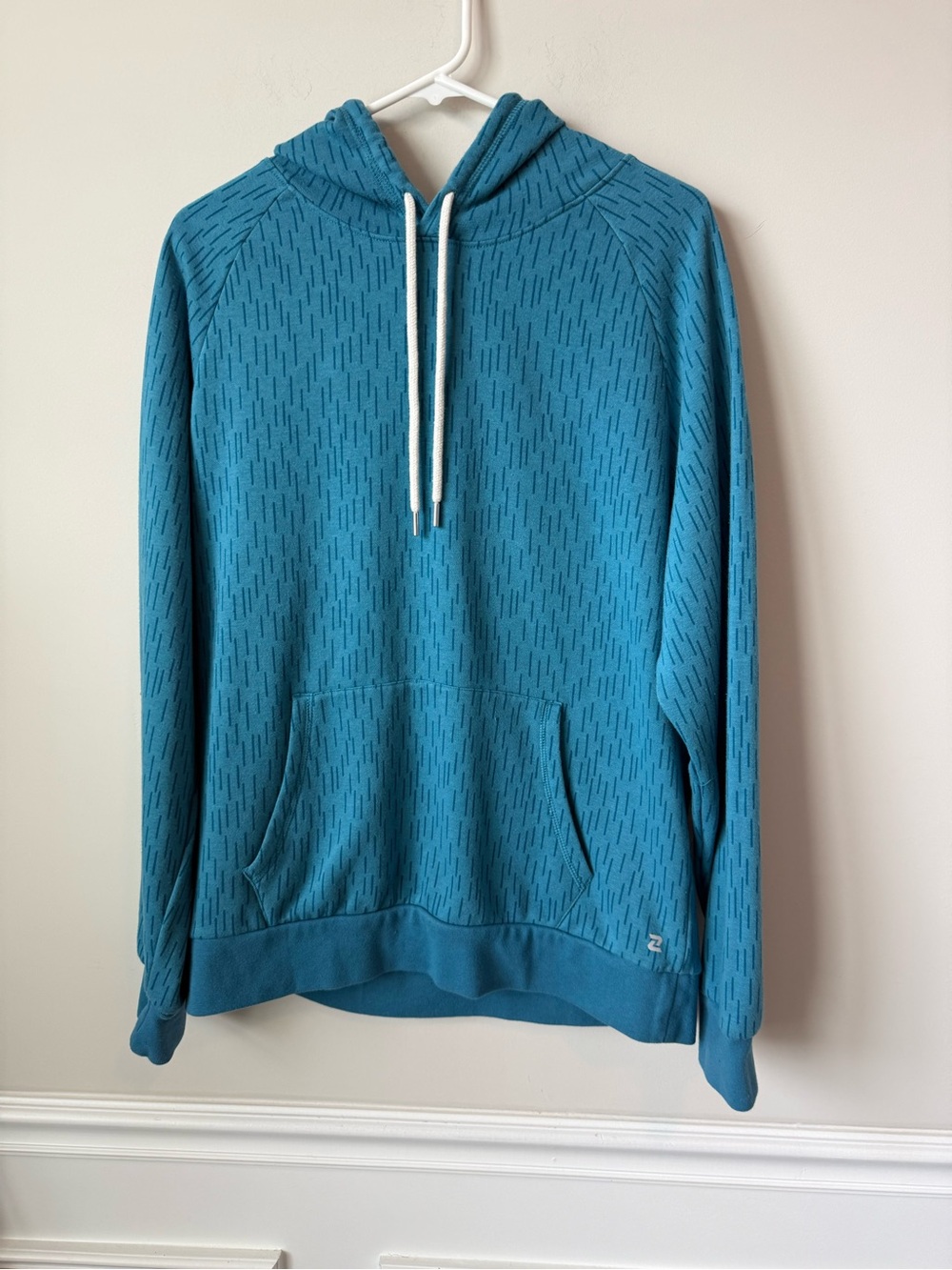ZELOS Teal Dash-Pattern pullover Hoodie size medium